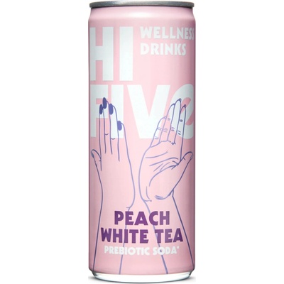 Yaya kombucha Hi-Five Prebiotická sóda biely čaj a broskyňa 330 ml