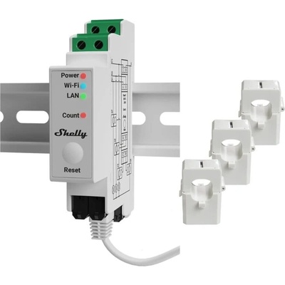 Shelly Pro 3EM + 3x 120A svorky - meranie spotreby (WiFi) SHELLY-PRO-3EM-3-120A-1365