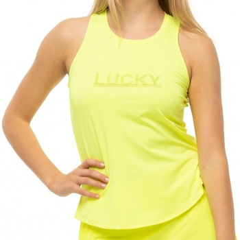 Lucky in Love Дамски топ Lucky in Love Laser Novelty Technology Feeling Lucky Racerback Tank - Жълт