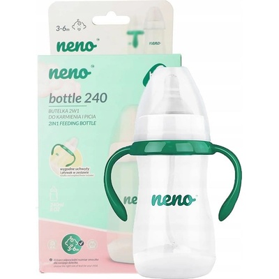 Neno Bottle antikoliková lahvička s úchyty bílá/zelená 240 ml