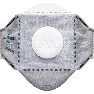 PORTWEST Respirátor EAGLE FFP3 uhlíkový, skládací, plochý s ventilkem POR-P392WHR Bílá