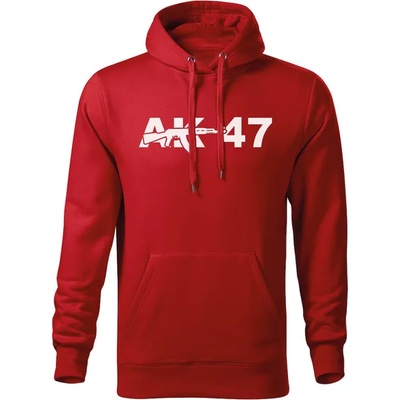 DRAGOWA мъжки суитшърт с качулка ak47, червен, 320 г/м2 (5692)
