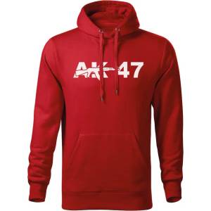 DRAGOWA мъжки суитшърт с качулка ak47, червен, 320 г/м2 (5692)