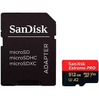 Extreme PRO microSDXC 512GB + SD Adapter + 2 years R (SDSQXCD-512G-GN6MA)