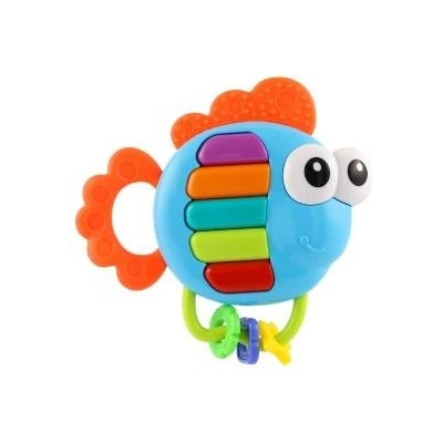 Teddies Дрънкалка/гризалка риба пиано пластмаса 14x14см на батерии със звук и светлина