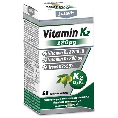 JutaVit Vitamín K2 120 µg, D3 2200 IU, K1 700 µg mäkké 60 ks
