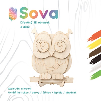 WoodBorn Sova 3D omaľovanky