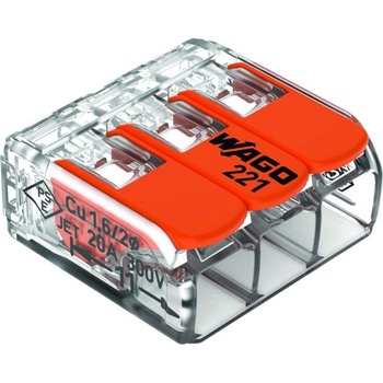 ELMARK Wago 221 УНИВЕРСАЛНА КЛЕМА, 3 ПРОВОДНА 0, 02-4 mm2 (221413)