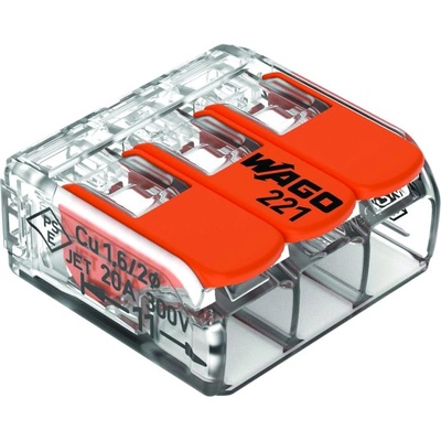 ELMARK Wago 221 УНИВЕРСАЛНА КЛЕМА, 3 ПРОВОДНА 0, 02-4 mm2 (221413)
