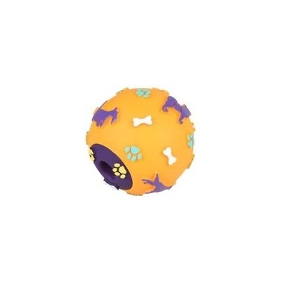 Karlie-Flamingo míček na pamlsky 11 cm neuzavíratelný otvor žlutý