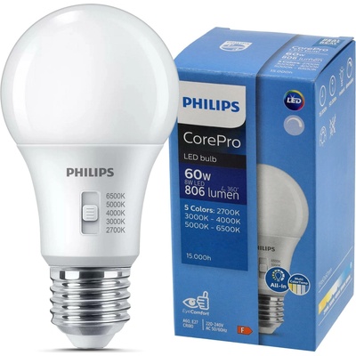 CorePro LEDbulb DIM 8-60W A60 E27 5CCT LED Žárovka 8W 800lm