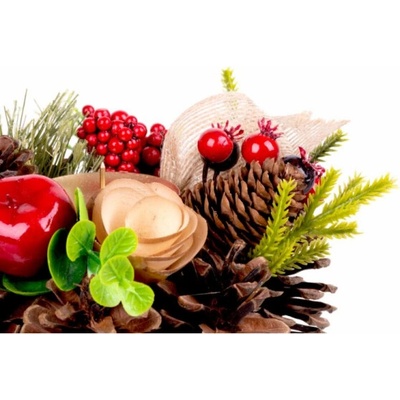 MagicHome Vánoční svícen s mašlí, přírodní, 15 cm