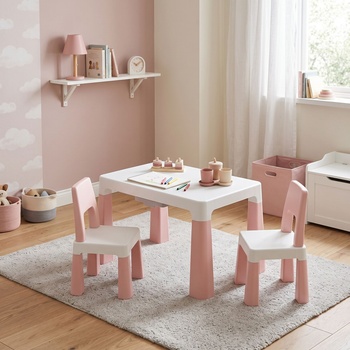 Pepita Dodo Маса + 2 бр. столове - розово-бяло (8817-Pink-white)