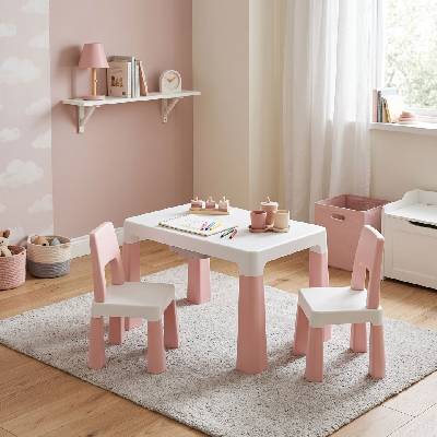 Pepita Dodo Маса + 2 бр. столове - розово-бяло (8817-Pink-white)