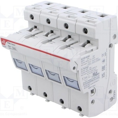 DF ELECTRIC 485206 Zásuvka; 14x51mm; na přípojnici DIN; 50A; 690VAC; Póly: 3+N; IP20