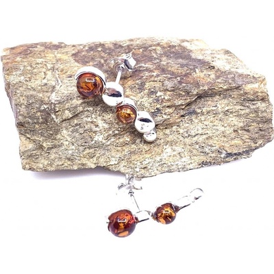 Jan Kos Jewellery stříbrné náušnice s jantarem 12125424
