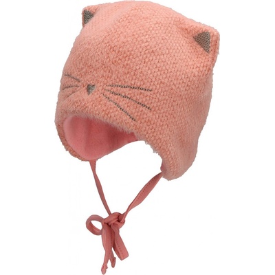 Sterntaler čepička baby dívčí starorůžová kočička zavazovací