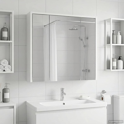 vidaXL Шкаф с огледало за баня Бяло 63, 5 x 16 x 62, 5 см (889151)