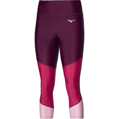 Mizuno RED CORE TIGHT dámské běžecké 3/4 kalhoty vínová