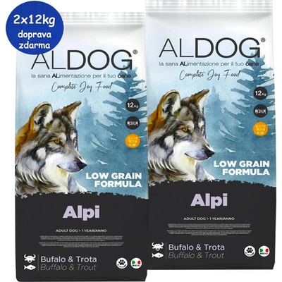 Aldog Adult Low Grain Medium & Large Alpi Buffalo & Trout 2 x 12 kg