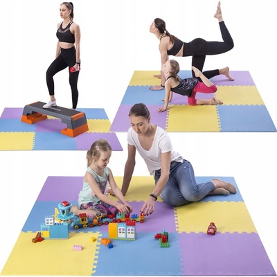 One Fitness MP10 60 x 60 x 1 cm žluto-modro-fialová 9ks – Zboží Dáma
