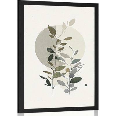Plakát minimalistické rostlinky v boho stylu - 60x90 black
