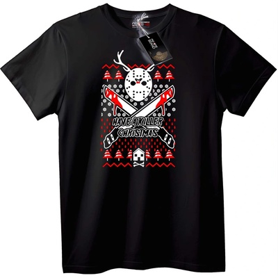 NOONEBRAND Коледна тениска Happy Killer - M, Black