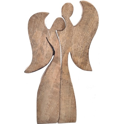 InDecor Dekorace z mangového dřeva Andělé v objetí, 12,5 x 2 x 22 cm – Zboží Dáma