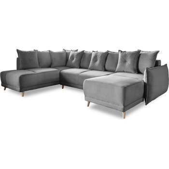 Miuform Ъглов разтегателен диван от сив велур (ляв ъгъл/"U") Lazy Lukka - Miuform (1834ON16)