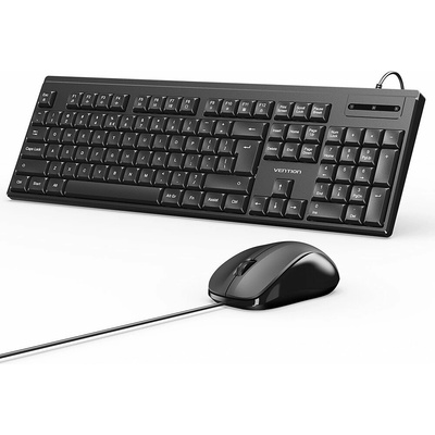 Vention USB Wired Full-Sized Silent Keyboard and Mouse Combo Black Slim Type KTYBG-EN US