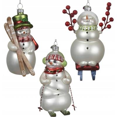Decoris Tvarované vianočné gule v tvare snehuliaka, 13 cm, 1 ks