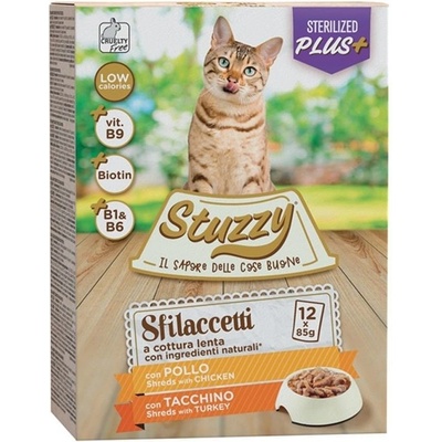 Stuzzy Cat Shreds Sterilized trhané kuracie a morčacie mäso 12 x 85 g