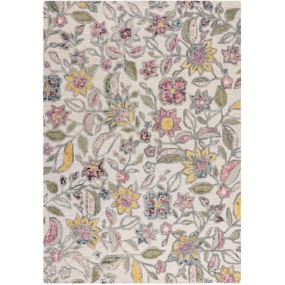 Flair Rugs Кремав ръчно изработен вълнен килим 160x230 cm Tania Floral - Flair Rugs (503119380029)