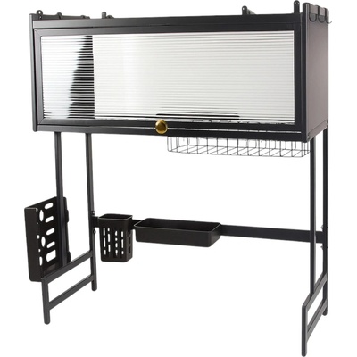 Verk 07379 Multifunkční organizér na nádobí nad dřez, 65 cm, černý