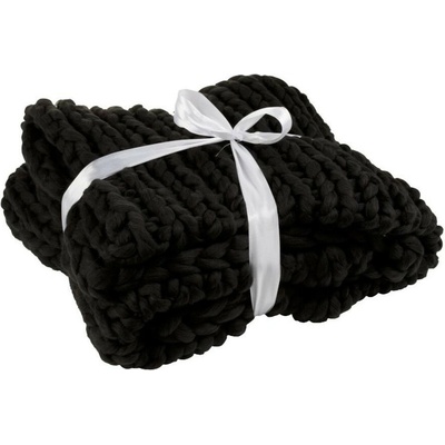 J-Line by Jolipa Pletený čierny pléd Tricot black 152x127