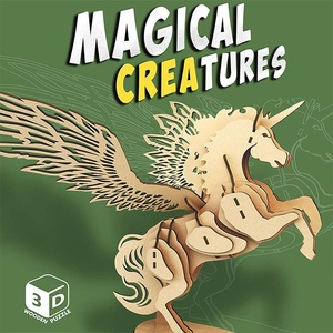 RAYA TOYS Дървен 3D пъзел Raya Toys - Magical Creatures: Еднорог, 44 части (517123247) - baby