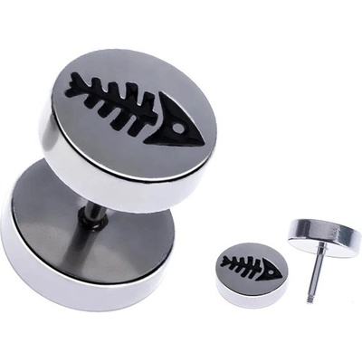 Šperky eshop nepravý plug z oceli s kostrou ryby v kolečku PC29.03