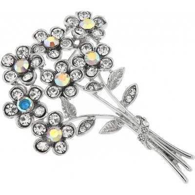 Biju brož kytice rozkvetlých květin stříbrná 9001684