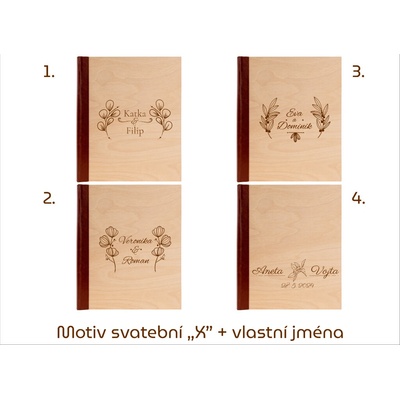 GEDEON Fotoalbum na fotorůžky 24x29 cm 40 stran Wood bronze GRAVÍR Rozměr: Rozměr nad 225 cm2, Motiv gravíru: Motiv svatební "X" + vlastní jména