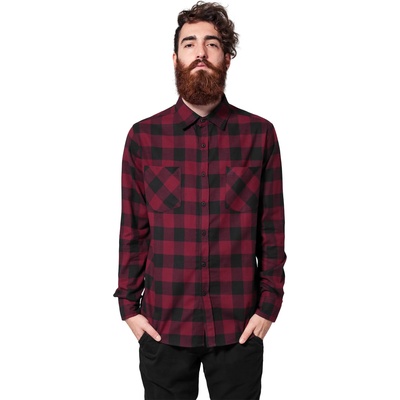 Urban Classics Мъжка карирана риза Urban Classics blk/burgundyUB-TB297-00651 - Бордо, размер M