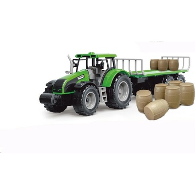 Alltoys Traktor s valníkom a sudami červený