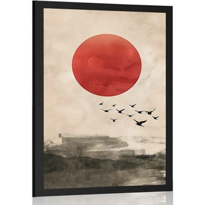 Plakát japandi kouzlo červeného měsíce - 40x60 black