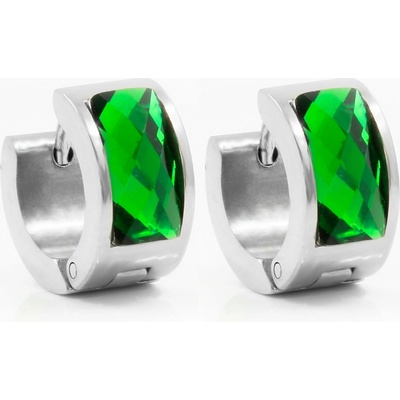 BRUNOshop.cz Náušnice kroužky s kamínkem zelené S0181