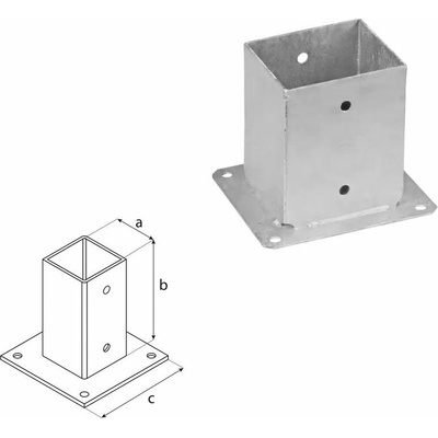 Domax zaskrutkovacia pätka stĺpika so štvorcovou základňou PSP 100 - 101 x 150 x 150 x 2.0 mm (10 ks)