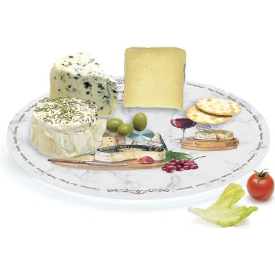 Otočný skleněný servírovací talíř bílý Les Fromages v dárkovém balení 32cm Easy Life
