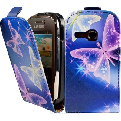 Samsung Galaxy Young S6310 Blue Butterfly Flip Калъф и Протектор