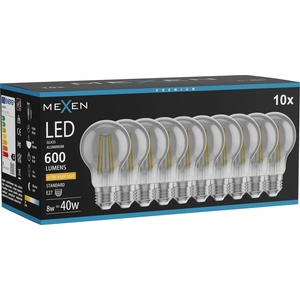 Mexen Vintis 10x LED нажежаема крушка E27, A60, 8W, Топла - 2200K, 600 lm, димираща (L150-E27-0822-70x10)