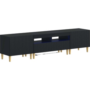 vidaXL 3 части LED ТВ шкаф ARNHEM 3 бр. Черно Инженерна дървесина (3416595)
