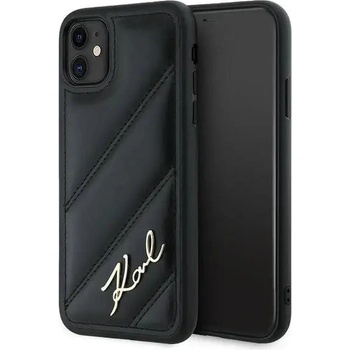 KARL LAGERFELD Кейс Karl Lagerfeld Diagonal Quilted Script за iPhone 11 / Xr, черен (3666339252120)