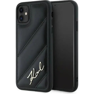 KARL LAGERFELD Кейс Karl Lagerfeld Diagonal Quilted Script за iPhone 11 / Xr, черен (3666339252120)